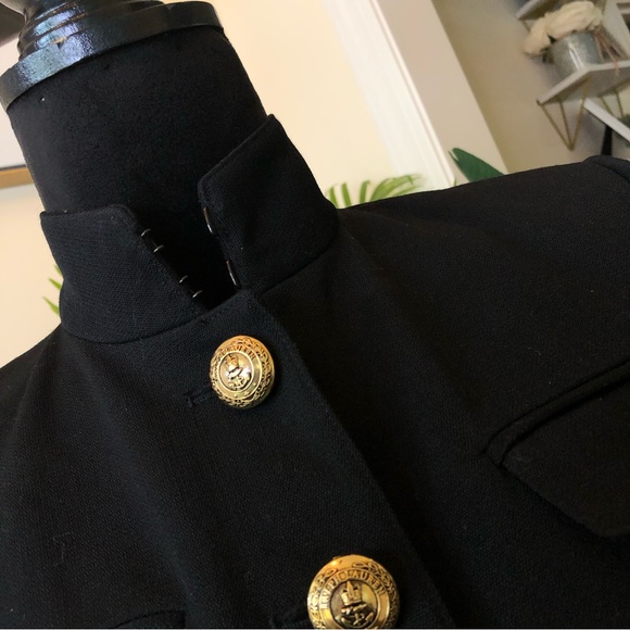 Ralph Lauren Black Label Wool Stand Collar Military Style Black Jacket Blazer 2 - Picture 4 of 9